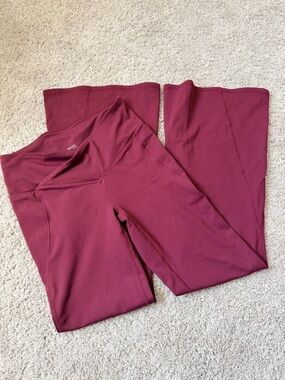 High-Waist Maroon Flare Leggings